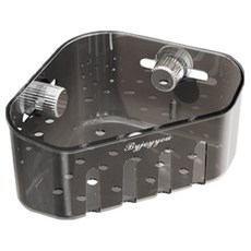 HOUDER 吸盤水槽轉角瀝水架, 透灰, 1個