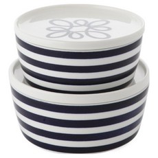 韓國 ZEN Blue Note 陶瓷含蓋微波爐容器 中 + 大 組, 1套, 混合顏色