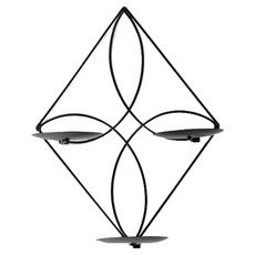 Treova 小巧優雅壁掛式菱形燭台 17.5 x 34.5 cm, 黑色