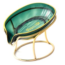 小麥購物 輕奢風瀝水肥皂金色支架 L2087, 透綠色, 1個