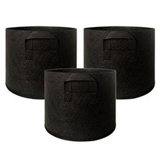 PapaGarden 不織布花盆 20L, 黑色, 3個