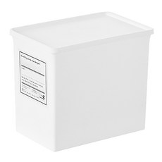 小麥購物 收納盒 附標籤蓋 寬款, 1層, 白色