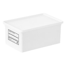 小麥購物 收納盒 附標籤蓋 矮款, 1層, 白色