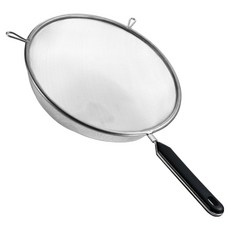 304不鏽鋼雙耳掛鉤濾網杓 黑柄, 1個