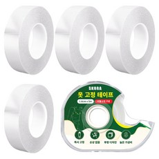 Skora 時尚衣物固定雙面透明膠帶 1.6cm x 5m 4入 + 切割器組, 1套