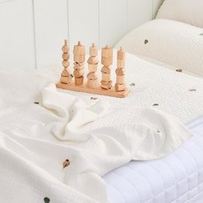베베누보 유아용 순면 자수 듀라론 양면 낮잠이불 패드 + 거즈 블랭킷 + 솜패드 + 솜베개 + 부직포가방 세트, 키링곰