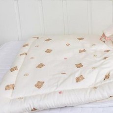 베베누보 유아용 순면 자수 듀라론 양면 낮잠이불 패드 + 차렵 블랭킷 + 솜패드 + 솜베개 + 부직포가방 세트, 빵곰이