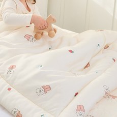 베베누보 유아용 순면 자수 듀라론 양면 낮잠이불 패드 + 차렵 블랭킷 + 솜패드 + 솜베개 + 부직포가방 세트 분리형, 베리츄