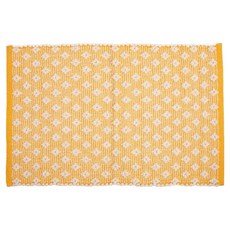 HOLA 和樂家居 奧可利手工編織棉質玄關墊, 菱格稻黃 稻黃色 + 白色, 1個