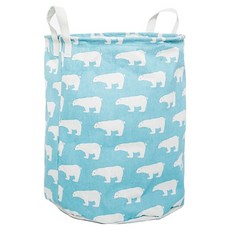 小麥購物 棉麻洗衣收納籃 加大款 L2235, 北極熊 淺藍色