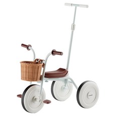 루나스토리 유아용 클래식 세발자전거 푸쉬바 라탄바구니, 민트, 1개