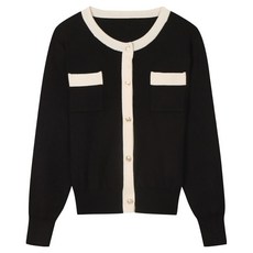 ISABEY 女款金色鈕扣撞色針織開襟衫 VJCCH2904