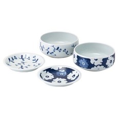 Saikai 西海陶器 波佐見燒 藍花紋4件式深碟盤組, 藍色, 1組, 2個盤子 + 2個碗
