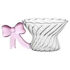 法式瑪爾斯粉紅手柄居家咖啡館玻璃杯 蝴蝶結 MMM3049, 250ml, 1個