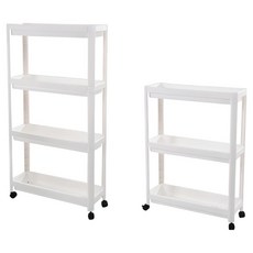 Craftsman In Storage 收納職人 日式簡約多功能多層夾縫置物架/收納推車2件組 3層 + 4層, 7層, 白色
