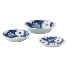 Saikai 西海陶器 波佐見燒 藍花紋多容量3件式碟盤組, 藍色, 1組, 大碟盤 + 中碟盤 + 小碟盤