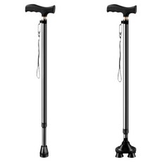 에브링 초경량 길이조절 걷기보조 지팡이 세트, 블랙, 1세트
