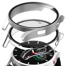 GOOSPERY Galaxy Watch 全覆蓋 鋼化玻璃 硬殼, 銀色+透明, 2個
