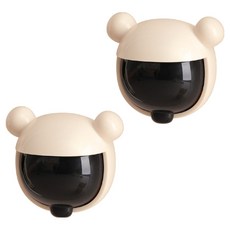 Gold Pang 圓形卡通壁掛式牙刷架, 2個, 白黑色