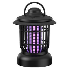 ANTIAN 可立/可掛充電式紫光誘蚊電擊物理吸入式滅蚊燈 黑色, XTT-15