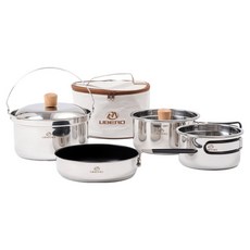 LIBERO 웜벳 스텐 코펠 5~6인용 세트, Silver, 1세트