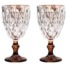 프렌치마르스 루비 스템 홈카페 유리 고블렛 300ml MMM3043, 브라운, 2개