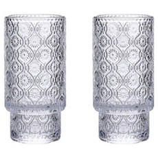 디멜디 예쁜 빈티지 음료 유리컵 대형 400ml, 투명, 2개