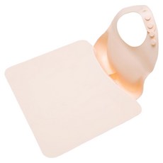 育兒疲憊的媽媽製作的自主副食品餐盤墊結合圍兜, 1個, 1入, 粉紅色