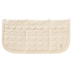 AiRabbit 嬰幼兒愛心加厚床邊三格收納掛袋 尿布玩具收納袋, 淺米色