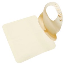 育兒疲憊的媽媽製作的自主副食品餐盤墊結合圍兜, 1個, 1入, 米色