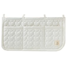 AiRabbit 嬰幼兒用愛心加厚床用3格床邊收納袋 尿布玩具收納袋, 奶油象牙白