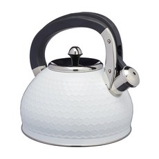 KitchenCraft 蜂巢紋不鏽鋼笛音壺, 1個, 2.5L, 白色