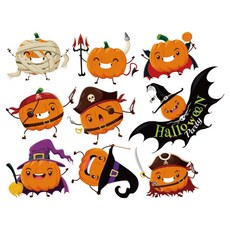 小麥購物 萬聖節裝飾無痕壁貼9件組 L2004, 南瓜頭蝙蝠