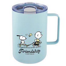 Corelle Brands 康寧餐具 Snapware Snoopy 海灘假期 鋅陶瓷不鏽鋼保溫保冰辦公杯, 藍色, 620ml, 1個