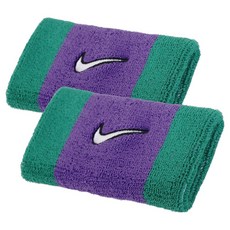 나이키 스우시 클래식 더블와이드 손목밴드 II5119, 그린 + 퍼플, 2개