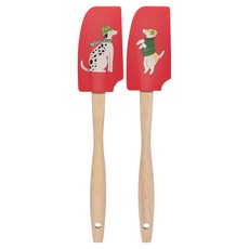 Now Designs 迷你木柄矽膠刮刀 17.5cm 2支, 1組, 歡樂狗