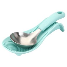 Nubia 迷你湯勺 矽膠底座組, 1套, 迷你湯勺 + 矽膠底座, 薄荷綠