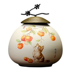 摩達客 開運招財 柿柿如意暖居貓咪精緻陶瓷聚寶盆收納罐, 混和顏色
