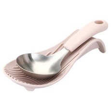 NUBIA 迷你湯勺 矽膠底座組, 1套, 迷你湯勺 + 矽膠底座, 粉紅色