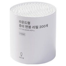 JAJU 라운드형 종이 면봉 리필, 200개입, 1개