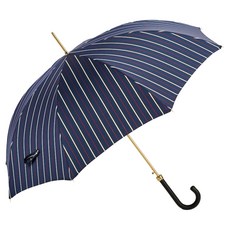 PASOTTI 女性經典細條紋黑色皮革自動長傘 WC7B1P