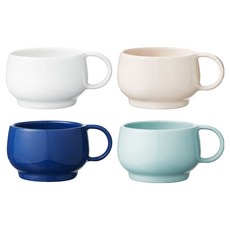 DEGRENNE DEGRENNE CAFETERIE EMPILEO 濃縮咖啡杯 白色 藍色 裸色 綠色 4件組, 1套, 混合色