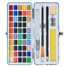 AFAMIC 艾法 創意無限專業級高顯色水彩顏料塊繪畫大全套組, 480g, 50色