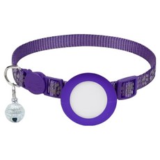 KODACHIEF 寵物 AirTag 定位項圈 + 矽膠保護套組, 1個, 腳掌圖案 紫色