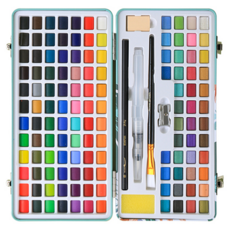 AFAMIC 艾法 創意無限專業級高顯色水彩顏料塊繪畫大全套組, 680g, 128色