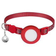 KODACHIEF 반려동물 위치 에어태그 넥밴드 + 실리콘커버 세트, 발바닥 패턴 레드, 1개