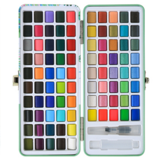 AFAMIC 艾法 創意無限專業級高顯色水彩顏料塊繪畫大全套組, 480g, 90色