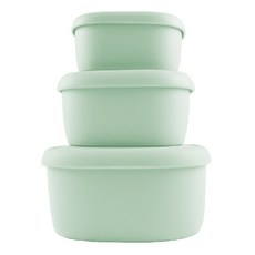 SiliPot 鉑金矽膠全尺寸冰溫嚐鮮盒 600ml + 330ml + 180ml, 薄荷綠, 1組