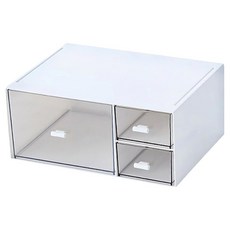 小麥購物 可疊加桌面3格抽屜盒 L2152, 白色, 1層