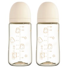 유비맘 시그니처 노꼭지 젖병 트윈팩, 뇽뇽이(베이지), 2개, 280ml